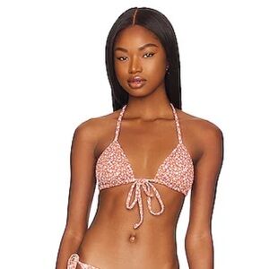 NWT Eberjey Women’s Garden Nessa Bikini Top in Redwood & Sand in size Small